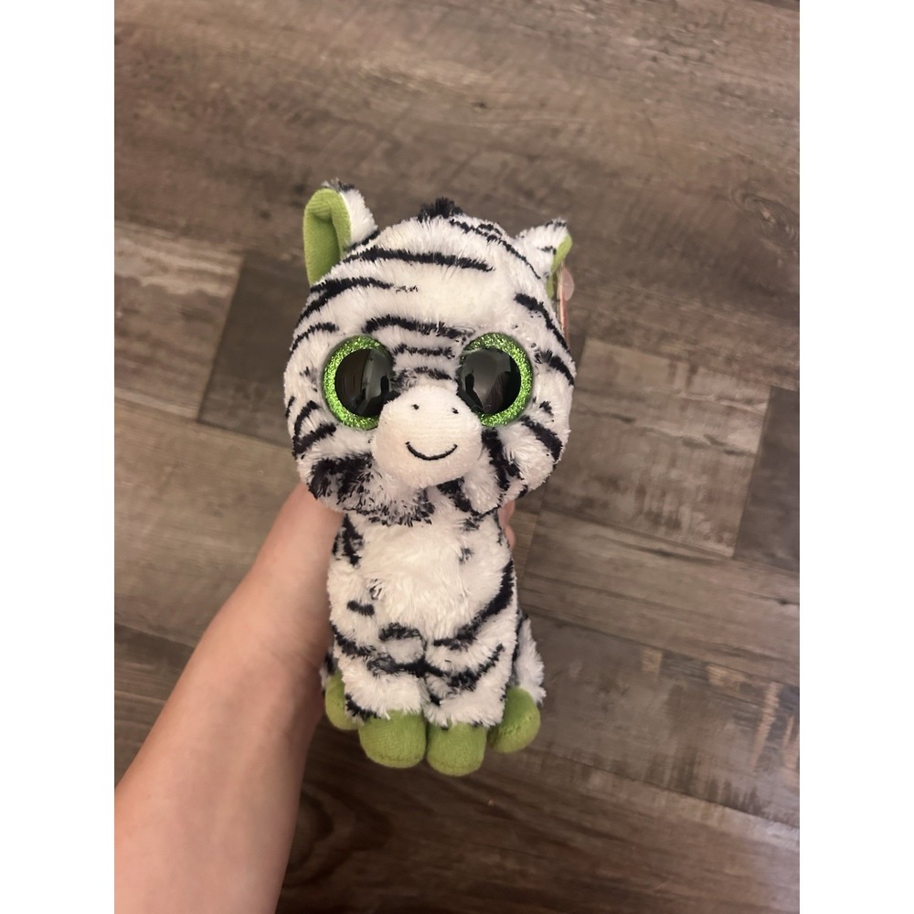 Ty Beanie Boos Zig-Zag Zebra Plush Beanbag Green Eyes 2017 - Picture 5 of 5